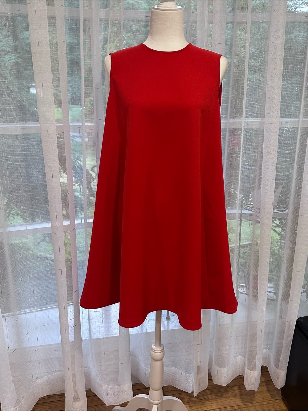 Suistudio Women’s Sleeveless Salmon-Red Swing Dress - Elegant A-Line Size 38